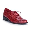 Burgundy Red Alligator Pattern Mens Oxford Shoes Lace Up