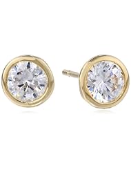 Sterling Silver Bezel Martini Set Cubic Zirconia Solitaire Earrings