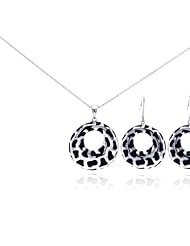 Nickel Free Sterling Silver Pendant & Earring Sets Leopard Print Open Round Set