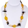 EXP Freshwater Pearl, Yellow Agate & Crystal Handmade Necklace