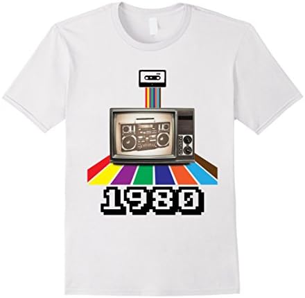 Men's Retro Style 1980 80s t-shirt Birthday Men Women Large White