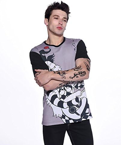 Ying Fina Fashion Men's Joker 3D Printed Cotton T-shirt