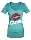 Chicago Cubs Seafoam Women's Baby Jersey V-Neck T-Shirt