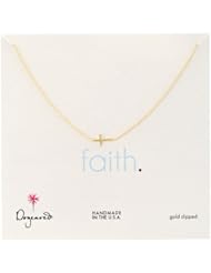 Dogeared "Faith" Gold-Plated Silver Small Sideways Cross 18"