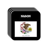 US State Flag - NASON, Illinois (IL) Set of 4 Mini-Mousepad Coasters