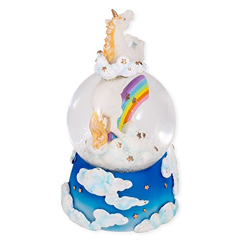 Unicorn Leaping Over the Rainbow Glass Musical Snow Globe Plays Song The Unicorn Home Garden