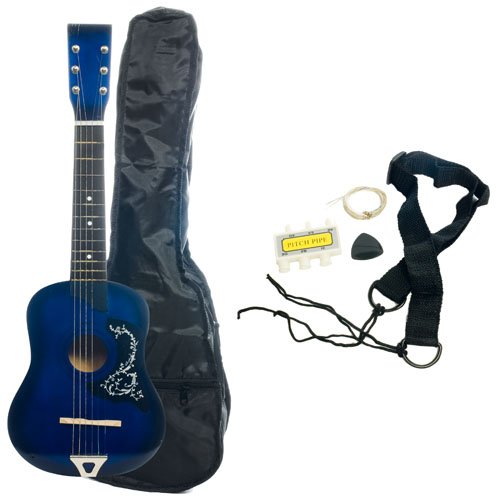 Childrens Toyshop  Musical Instruments : Austin Bazaar 25" Kid's Acoustic Toy Guitar with Carrying Bag and Accessories - Blue
