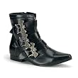 Mens Ankle Boots Bat Buckles Vampire Theatre Costumes Accessory Black