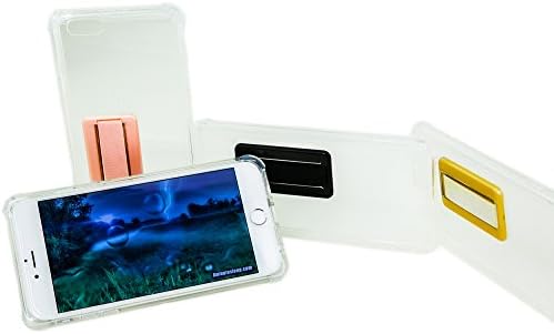 SuperGrip IPhone 6/6S Plus best 3 in 1 Bundle: Cellphone Case, Attached finger holder and tempered glass screen protector (Clear/Black Left Handed)