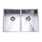 Elements of Design EUS292010DBN TOWNE SQUARE Stainless Steel Undermount Offset Double Bowl kitchen