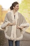 Women's Bella Alpaca Cape Fur Trim