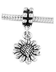 Sterling Silver Wild Sunflower Dangle Bead Charm
