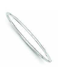 14K White Gold 3mm Polished Round Tube Bangle