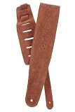 Planet Waves Vented Leather Guitar Strap - Camel Suede Rosette