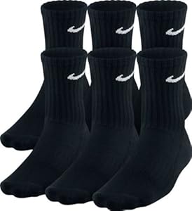 (6 PACK) Nike Crew Socks BLACK Size UK 8-11 EUR 42-46 WITH TAG ATTACHED