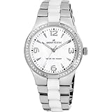 AK Anne Klein Women's 109119WTSV Swarovski Crystal Accented Silver-Tone Ceramic Dress Watch