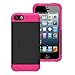 Aduro CACHE Rugged Dual Layer Case for Apple iPhone SE / 5 / 5S with Kick-Stand and Credit Card Compartment (Black/Pink)