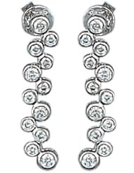 14K White Gold Hand-Crafted Designer Earrings, Set with Bezel Set Diamonds.( GH-Color, SI-Clarity, c.t.t.w. 0.58CT).