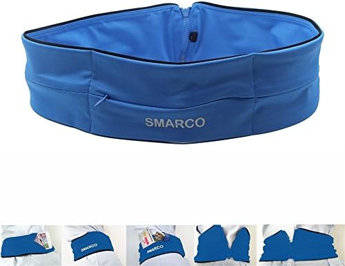Three Pockets Running Belt,Smarco Waist Pack for Mobile Phone,Best Fitness Belt for Outdoors-Small Blue