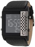 Breda Men's 8209-Black Zackary Square Digital Chronograph Leather Watch