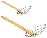 ChefLand 4-Inch and 6-Inch Asian Spider Skimmer Strainer with Bamboo Handle, Stainless Steel, Set of