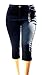 1826 Women's Plus Size Stretch MID Rise Denim Jeans Capri Blue & Black PC-2686