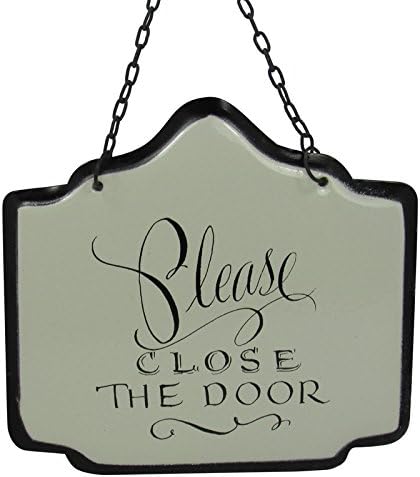 America Retold White Enamel Sign Please Close the Door 6" X 6"