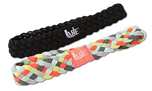 Active Sports Headbands - 2 Pack Multi Color Braided Non Slip Headbands - Perfect for Working Out, Running, Yoga & All Activities - Women, Girls Headband - One Size Fits All (Black, Orange/Gray)