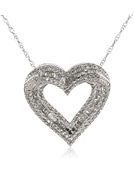 10k White Gold Diamond Heart Pendant Necklace (1/2 cttw, I-J Color, I2-I3 Clarity), 18"
