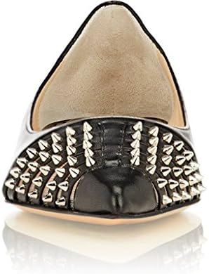 AsmaArgento Ladies Handmade Fashion Mini Spikes Pointy Office Party Prom Flat Pump Shoes Black 7 M US