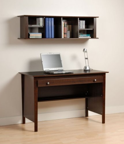 Prepac Contemporary Wood Desk and with Hutch in Espresso