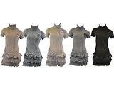 Knitted Womens Polo Neck Dress with Brooch Nice Colours