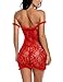 Avidlove Women Sexy Babydoll Lingerie Set Lace See-through Nightwear Red S