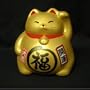 Gold Ceramic Maneki Neko Lucky Cat #KT6-KC