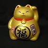 Gold Ceramic Maneki Neko Lucky Cat #KT6-KC
