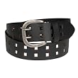 Mens Genuine Leather 1.5 Inch Prisoner Square Notch Two-Prong Fashion Belt by Gary Majdell Sport