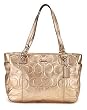 Coach Signature Embossed Large Gallery Bag Purse Tote 17730 Metallic Gold