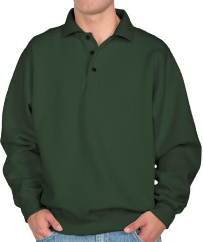 JustSweatshirts Men's 100% Cotton Polo Sweatshirt with Buttons