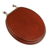 Comfort Seats C1B2R1-15CH Decorative Oak Wood Round Toilet Seat with Chrome Hinges, American Cherry