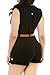 HOTAPEI Women Black V Neck Wrap Buckle Up Sleeveless Romper with Belt XXL
