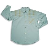 Charlie Rocket - Boys Long Sleeve Western Style Button Down Shirt, Sage