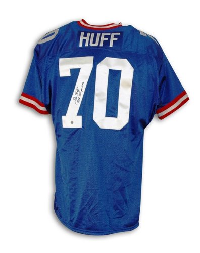 Sam Huff Autographed/Hand Signed New York Giants Blue Throwback Jersey Inscribed ''1956 Champs NFL''