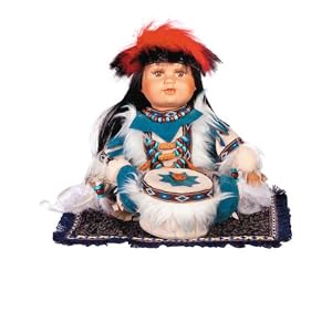 KITCHI 12 Porcelain Indian w Drum Doll By Golden Keepsakes by Golden Keepsakes Dolls