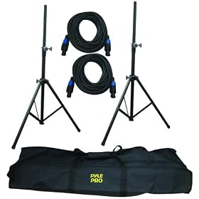 Pyle-Pro PMDK101 - Heavy-Duty Aluminum Anodizing Dual Speaker Stand & Speakon Cable Kit