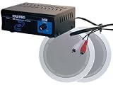 Pyle Full Amplifier / Speakers / Installation Package for Home / Office / Schools / Public - - PCA1 Mini 2X15W Stereo Power Amplifier + PDIC51RD 5.25 &acute; 2 - Way In - Ceiling Speakers System. - B003BFWFZO