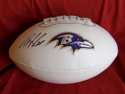 Anquan Boldin Autographed Baltimore Ravens Logo Football, Florida State Seminoles, Proof Photo of Anquan Signing for Us.