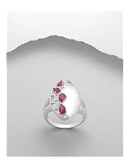 Violet Red (Ruby) CZ Ring In 92.5 Sterling Silver