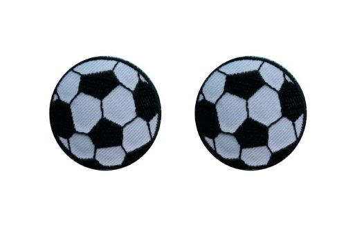 ID #1489 Lot of 2 Soccer Ball Embroidered Iron On Applique Patches Lot of 2
