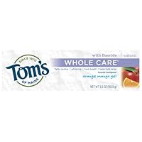 Tom's of Maine Whole Care Natural Fluoride Toothpaste, Anticavity & Tartar Control Plus Whitening Gel, Orange- Mango, 5.5 oz