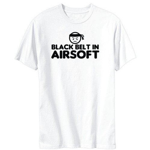 BLACK BELT IN Airsoft White T-Shirt Mens Large 